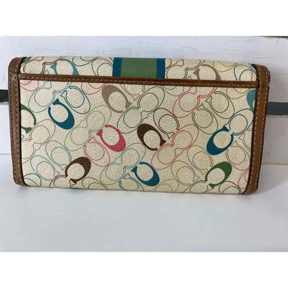 COACH SIGNATURE MULTI COLOR SIGNATURE LEATHER WALLET